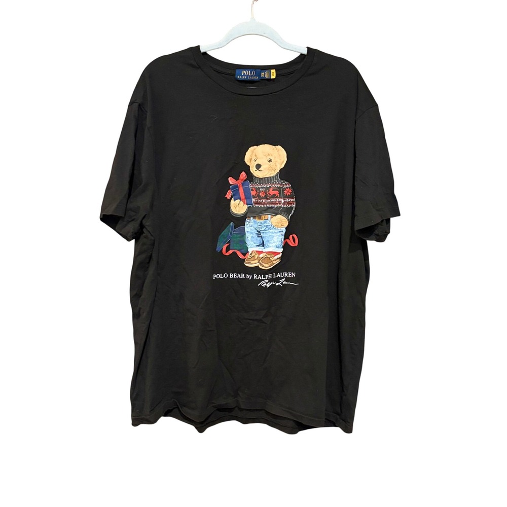 Polo Ralph Lauren Polo Bear Holiday Sweater Black T-Shirt Mens 2XB 2TG
